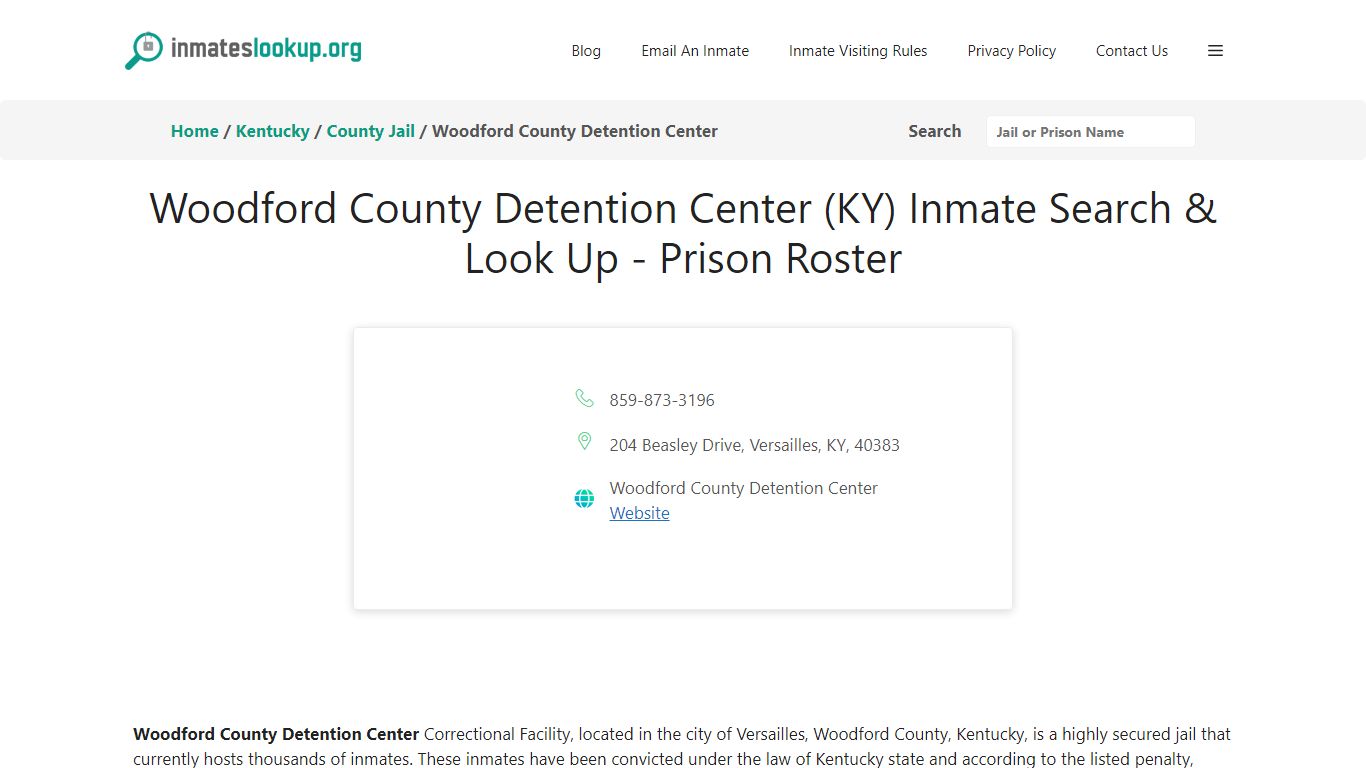 Woodford County Detention Center (KY) Inmate Search & Look Up - Prison ...