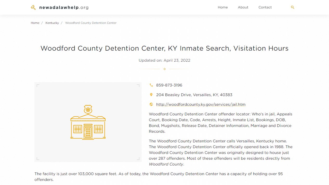 Woodford County Detention Center, KY Inmate Search, Visitation Hours
